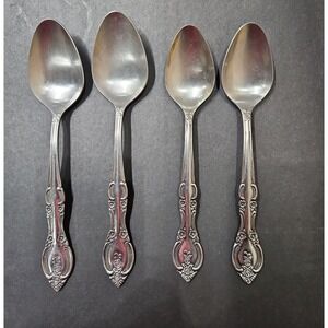 4 Vintage Marseilles Floral Rose Stainless Flatware Soup & Serving Japan